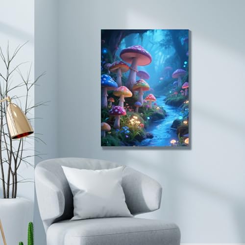 Muzagroo Paint by Numbers Oil Painting Kits for Adults DIY Mushroom Oil Painting for Beginners Hand Crafts Kits with Brushes and Acrylic Paints 16x20 inches (Mushroom) - color: Mushroom