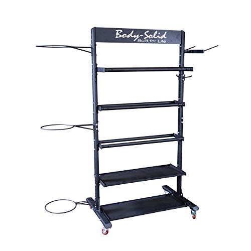 Body-Solid (GAR250) Compact Accessory Vertical Stand Rack for Organizing Medicine Balls, Slam Balls, Stability Balls, Kettlebells, Dumbbells, Jump Ropes, Foam Rollers, Yoga Mats and more