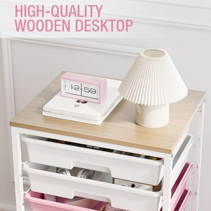TOOLF Rolling Storage Cart with 8 Drawers,Rose Pink - color: Rose Pink