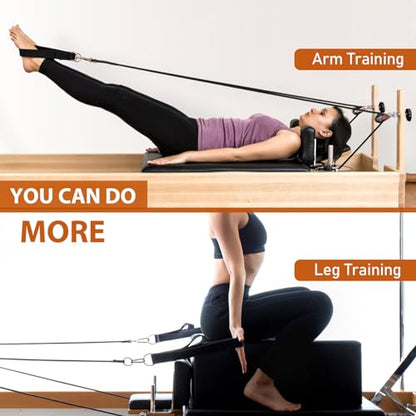 TOBWOLF 2PCS Pilates Straps for Reformer, Double Loop D Ring Foot Hand - color: Black