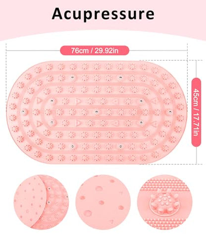 Foot Massage Mat - Portable Foldable Acupressure Mat for Bathroom, Yoga, Outdoor Games, Office Standing Desk Pad, Relieve Foot Pain, Anti-Slip, 30 x 18 inch (Pink) - color: Pink