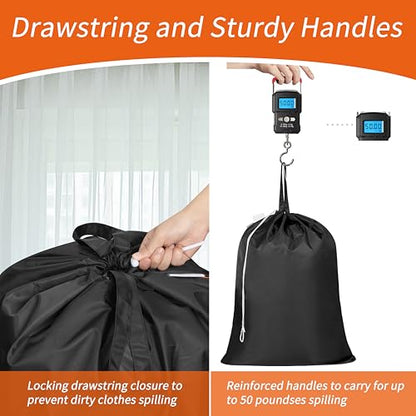 Polecasa Extra Heavy-Duty Laundry Bag with Handles, Black, 28x36" - color: Black, size: 28" x 36" | 1 Pack