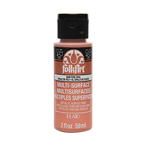 FolkArt Multi-Surface Metallic Paint in Assorted Colors (2 oz), Metallic Fire Opal - color: Metallic Fire Opal, size: 2 Fl Oz (Pack of 1)