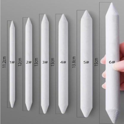 Anu Limen 12Pcs Rice Paper Blending Stumps for Drawing, Soft Sketch Smudging Sticks, White Paper Art Blenders for Shading and Detail Work
