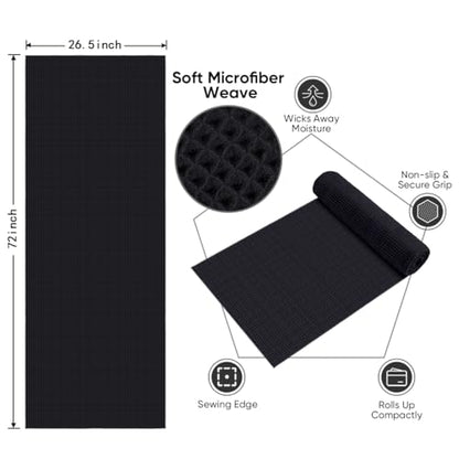 HOMEXCEL 2PK Yoga Mat Towels for Hot Workout, Ultra-Absorbent, 26.5" x 72" - color: Black