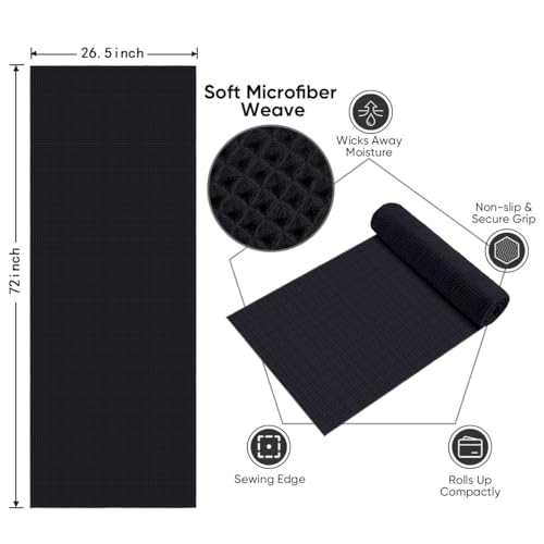 HOMEXCEL 2PK Yoga Mat Towels for Hot Workout, Ultra-Absorbent, 26.5" x 72" - color: Black