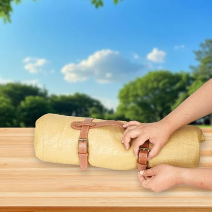 3PCS Outdoor Picnic Blanket Carry Strap, 24.4inch Leather Blanket Straps for Carrying, Yoga Mat Strap, Portable Handle Bedroll Motorcycle Blanket Roll Carrier with Adjustable Straps for Camping