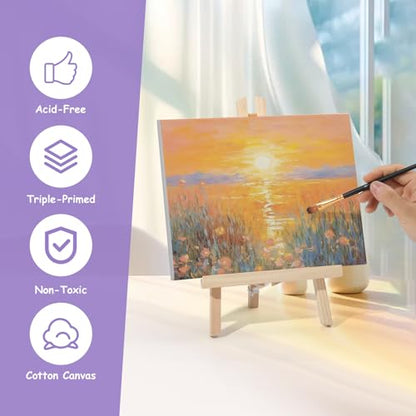 ESRICH Stretched Canvas for Painting, 2 Pack 8x10 Canvas Value Pack, Primed Acid-Free Cotton Blank Canvas, Paint Canvases for Oil & Acrylic Paint. - size: 8x10in