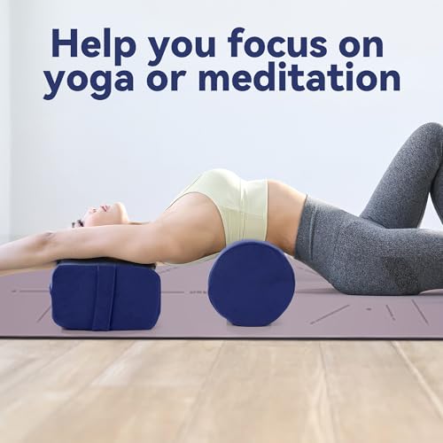 MABOZOO Yoga Bolster Set, Velvet Cover High Density Foam Pillows for Restorative Yoga and Meditation, Rectangular and Cylinder Bolster Pillow Meditation Cushion Pillow For Women Leg - color: Blue