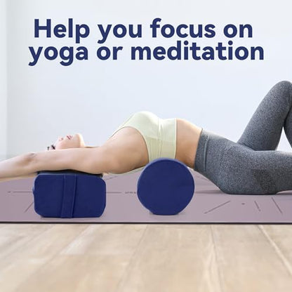 MABOZOO Yoga Bolster Set, Velvet Cover High Density Foam Pillows for Restorative Yoga and Meditation, Rectangular and Cylinder Bolster Pillow Meditation Cushion Pillow For Women Leg - color: Blue