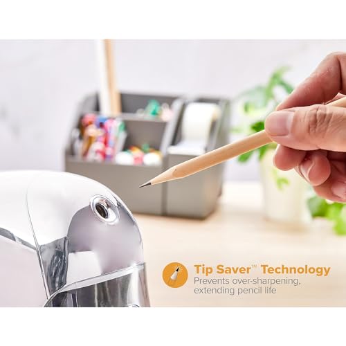 Bostitch Office QuietSharp Executive Heavy Duty Electric Pencil Sharpener, Colored-Pencil Compatible, Silver Chrome - color: Silver Chrome