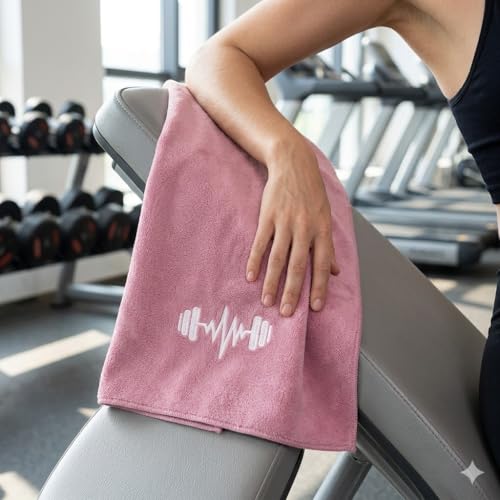 Fitness Towel 37.4 x 15.75 Inches, Quick Dry Microfiber Gym Towel for Men Women, Highly Absorbent Cooling Towel for Workout, Hot Yoga, Running, Camping - Lotus Pink 1 Pack with Pouch - color: Pink