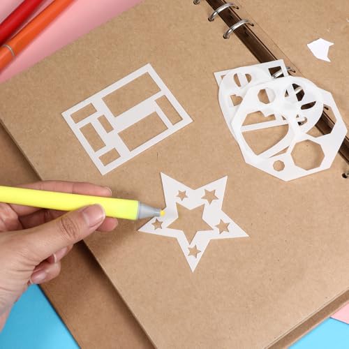 12 Pcs Mini Drawing Stencil Geometric Stencils Circle Square Heart Star Template Set for Painting Basic Shape Tracing Simple Drawing Stencils for Classroom Painting DIY Craft (3x3 Inches) - size: Mini