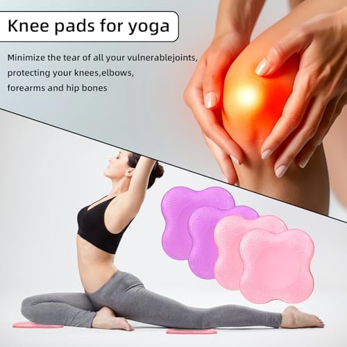 2-4 Pack Yoga Knee Pads, TPE Cushion for Pilates Exercise - color: Pink Purple