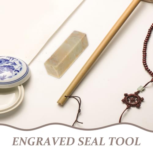 Uonlytech 15 Pcs Chinese Seal Stone Engraved Seal Carving Tools Chinese Painting Stones for Painting Calligraphy Art Supply