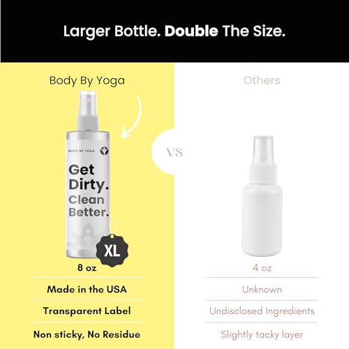 Yoga Mat Cleaner Spray – Spa-Like Scent | Eco-Friendly Formula | Neutralizes Sweat & Odor | Helps Protect Your Mat | 8 oz | Plant-Based, Made in USA | Body By Yoga