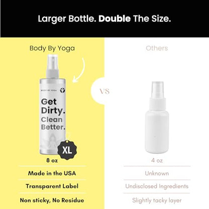 Yoga Mat Cleaner Spray – Spa-Like Scent | Eco-Friendly Formula | Neutralizes Sweat & Odor | Helps Protect Your Mat | 8 oz | Plant-Based, Made in USA | Body By Yoga
