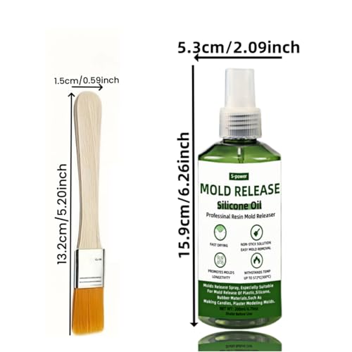 Professional Mold Release Spray for Candle Making & Epoxy Resin | Fast-Drying Silicone Formula | Non-Stick Extends Mold Life | Withstands 500°F | 200ml/6.76oz (6.72, Ounces)