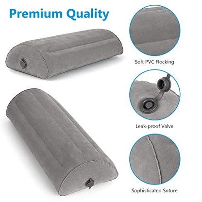 USHMA Inflatable Bolster Pillow, Half Moon Pillow for Legs, Knees, Lower Back & Head | Semi Roll Pillow for Bed, Sleeping | Knee Pillow for Side, Back Sleepers - Ankle & Knee Support - Leg Elevation