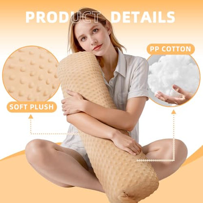 Extra Long Round Body Pillow 59 * 7.87“ Extra Soft Bolster Pillows for Bed with Removable Pillowcase,Yellow - color: Yellow, size: 59IN