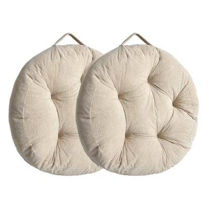 Floor Pillow Cushion with Handle for Adults Women Men | Large Meditation & Sitting Cushion Pillow for Tatami, Living Room, Yoga (2, Beige, Round, 22" x 22" x 6") - color: Beige, Round
