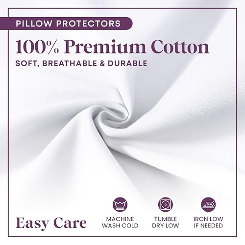 CirclesHome Pillow Protectors 6 Pack Queen Zippered - 100% Cotton Breathable Pillowcases - Protects Pillows from Dirt, Dust and Debris (Queen- Set of 6 - 20x30) - color: 1 - White, size: Queen (20 x 30 inches) - Set of 6