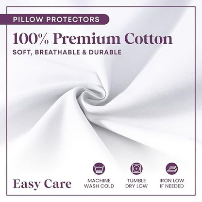 CirclesHome Pillow Protectors 6 Pack Queen Zippered - 100% Cotton Breathable Pillowcases - Protects Pillows from Dirt, Dust and Debris (Queen- Set of 6 - 20x30) - color: 1 - White, size: Queen (20 x 30 inches) - Set of 6