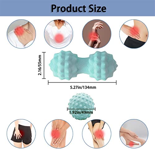 Massage Ball Set, Peanut Massage Ball Double Lacrosse Massage Roller Balls, Acupoint Myofascial Release Muscle Knot Ball, Deep Tissue Trigger Point Therapy Massage Tool for Back Neck Shoulder (Green) - color: Green