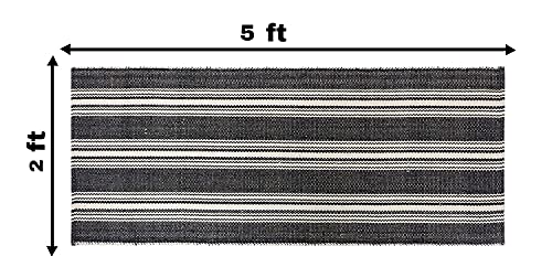 Hand Woven 100% Cotton Yoga Mat- Thick Handloom Made in India- for Gym Floor Exercise - Runner for Bedroom - color: Charcoal