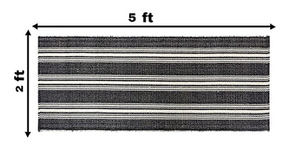 Hand Woven 100% Cotton Yoga Mat- Thick Handloom Made in India- for Gym Floor Exercise - Runner for Bedroom - color: Charcoal