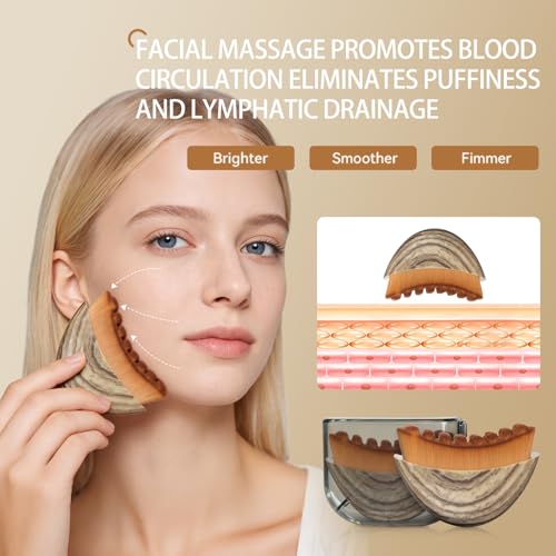 2PCS Lymphatic Contour Face Brush & Stainless Steel Gua Sha Tool Set, for Face and Neck Massage gua sha, Jawline Puffiness, Lifting, Relaxation, Lymphatic Drainage