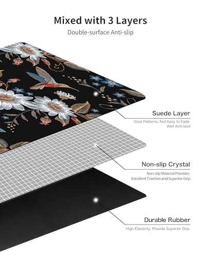 nuveti Printed Travel Yoga Mat 1/16 Inch Thick Non Slip Fitness Workout Mat | with Carrying Bag, Foldable Lightweight Suede & Natural Rubber Yoga Mat for Yoga Pilates and Fitness 72" L x 24" W x 1.5mm - color: YanYu