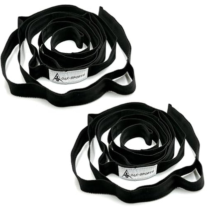 Stretching Strap Yoga Strap with Loops for Physical Therapy, Non-Elastic - color: Black+Black