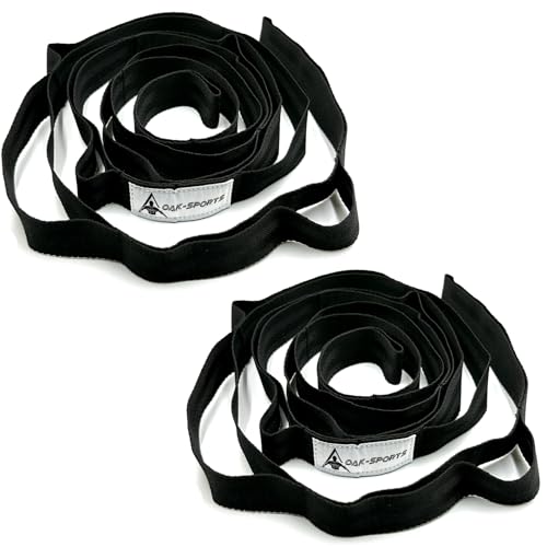 Stretching Strap Yoga Strap with Loops for Physical Therapy, Non-Elastic - color: Black+Black