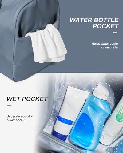 Gym Bags Womens Mens with Shoes Compartment and Wet Pocket Travel Duffel Bag for Women for Plane Sport Gym Tote Bags Swimming Yoga Waterproof Weekend Overnight Carry on Bag Hospital Holdalls - color: A8-Grey Blue