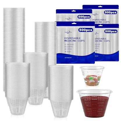 ReliMedPro Disposable Medicine Cups, 2000 Pack, 1 oz, Graduated | Small plastic meds measuring cups, Ideal for liquid medication, paint, epoxy, resin, and pills.