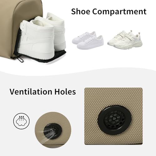 Handbag for Women Yoga Bag Large Capacity Yoga Pad Buckle with Shoe Compartment Water Bottle Sports Gym Bag Travel - color: B04-khaki