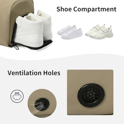 Handbag for Women Yoga Bag Large Capacity Yoga Pad Buckle with Shoe Compartment Water Bottle Sports Gym Bag Travel - color: B04-khaki