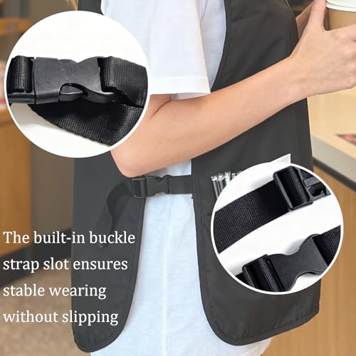 Unisex Black Cobbler Apron, Full Coverage Vest Smock Apron with Adjustable Side Buckle Ties and Pockets Durable & Washable for Servers Hairdressers Beauticians Artists Cleaners