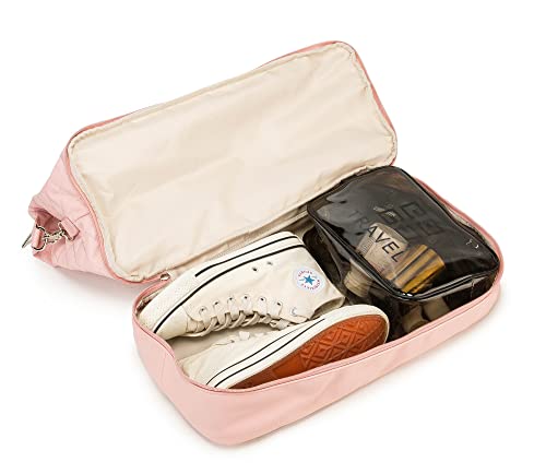 Kinmac Women's Travel Duffel Bag,Sports Gym Yoga Duffel Bag Weekender Overnight Totes Bag (Pink Embroider) - color: Pink Embroider