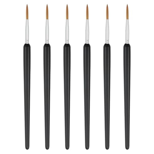 MECCANIXITY Miniature Detail Paint Brushes, 19mm Round Pointed Small Fine Tip Micro Paint Brushes for Fine Model Craft Art Face Acrylic Painting Oil Watercolor(Black, Pack of 6) - color: Black, size: 19mm