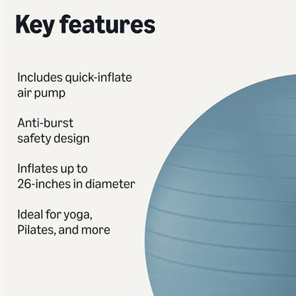 Amazon Basics Anti-Burst Exercise Ball with Pump, 23-26" Diameter - color: Aqua