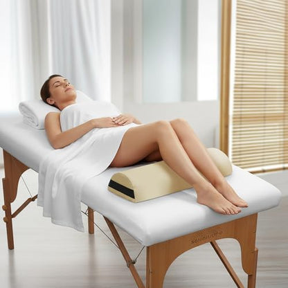 Saloniture Jumbo Half Round Massage Table Bolster Under-Knee Pillow Pad - 26 x 9 x 4.5 Inch - Cream - color: Cream