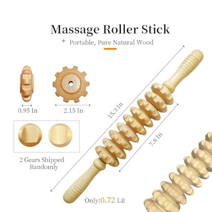 Wood Therapy Massage Tools Manual Massage Roller Stick for Body Sculpting, Maderoterapia Kit- Cellulite Massager for Muscle Pain Relief, Fascia, Cellulite