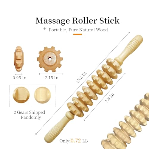 Wood Therapy Massage Tools Manual Massage Roller Stick for Body Sculpting, Maderoterapia Kit- Cellulite Massager for Muscle Pain Relief, Fascia, Cellulite