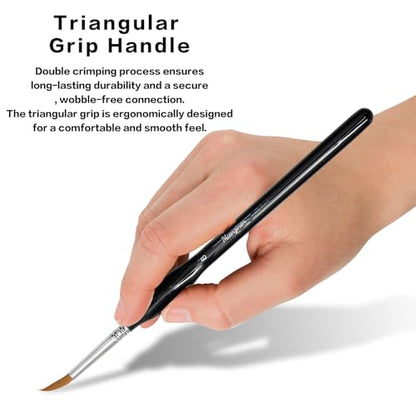 10 Pcs Exquisite Detail Paint Brush Set | Copper Tube, Double-Wire Binding, Birch Wood Triangular Grip for Oil, Watercolour, Acrylic & Digital Art - color: 10pcs Black Pointed Tip Paintbrushes Set
