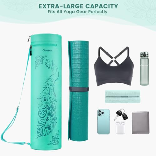 Gonex Yoga Mat Bag, Full-Zip Mat Carrier | 600D Oxford Fabric, Wet Pocket, Front Zip Pocket, Adjustable Strap, Fits Mats up to 26" - color: Green