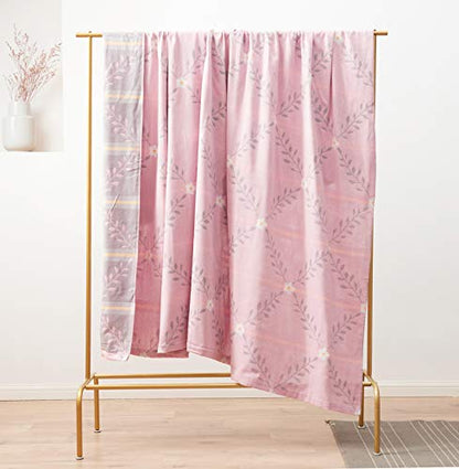 MEJU Flower Muslin Lightweight Summer Blanket for Bed Sofa Couch, 100% Combed Cotton 2 Layer Soft Warm Quick Dry Throw Blanket Bed Coverlet Sheet Flower Pink, Twin 60 in X 80 in - color: Flower Pink, size: Twin 60 in x 80 in