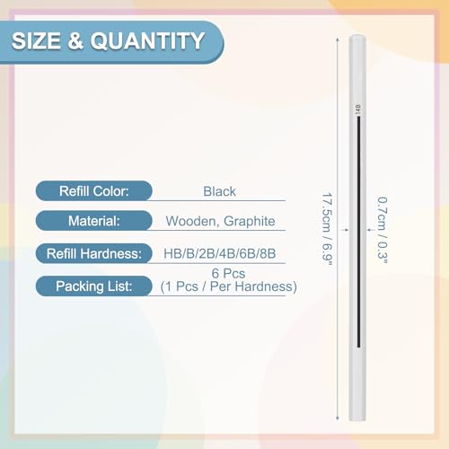 PATIKIL HB/B/2B/4B/6B/8B Graphite Pencils for Drawing, 6Pcs Sketching Pencils Wood Art Supplies Set Hexagonal Pen Break-Resistant Lead for Painting Sketching Artist Design - style: HB/B/2B/4B/6B/8B