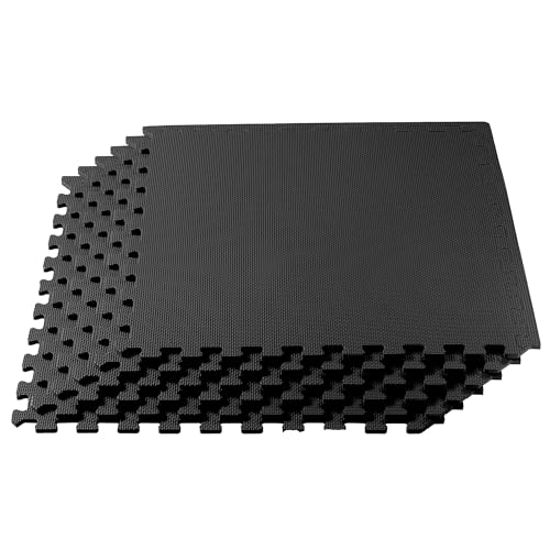 We Sell Mats 1/2 Inch Thickness Multipurpose EVA Foam Floor Tiles, Interlocking Floor Mat for Indoor Gym and Home Use, 24 in x 24 in, Black, 100 Square Feet (25 Tiles) - color: Black, style: 100 Square Feet (25 Tiles)